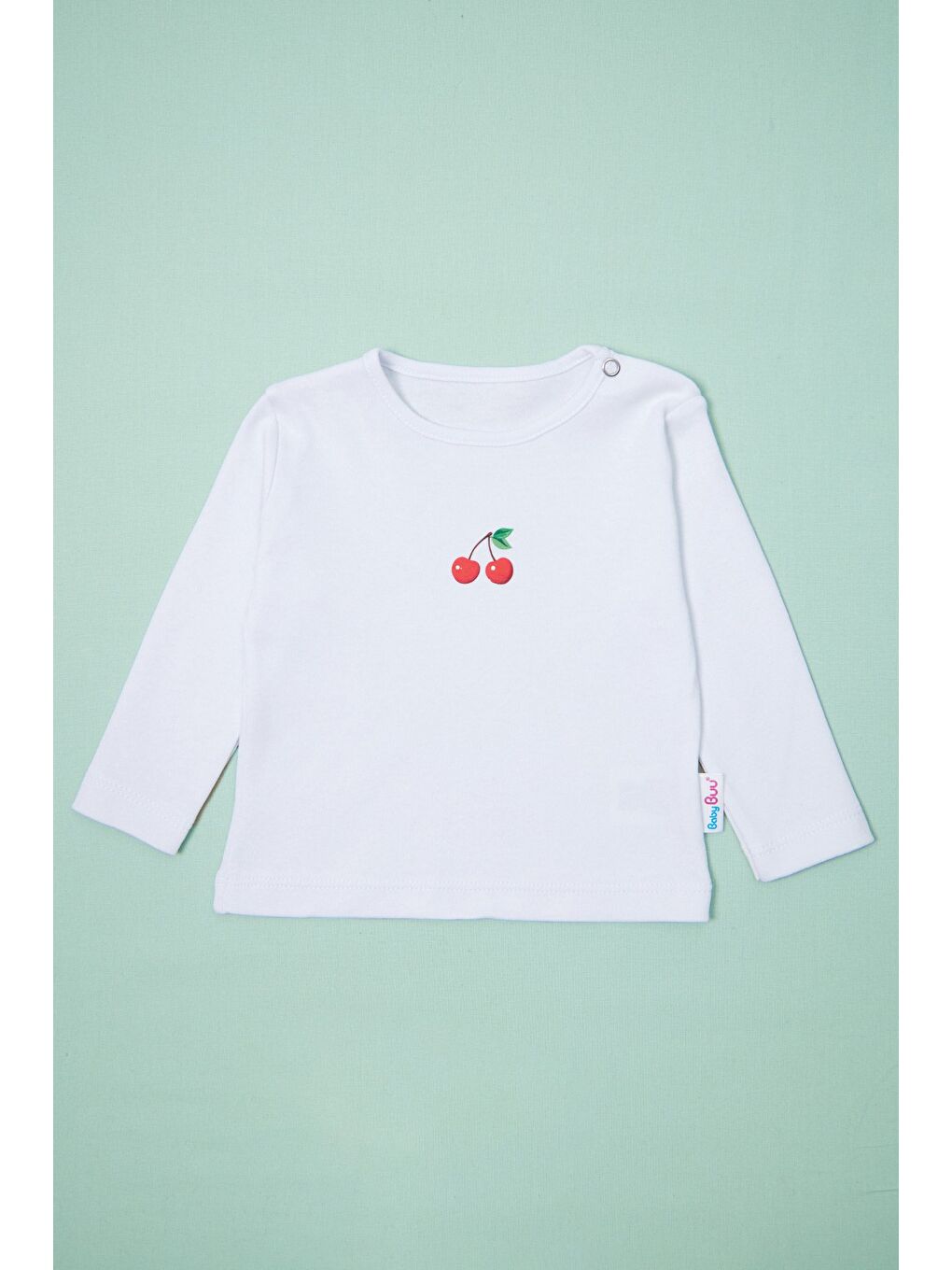 Beyaz %100 Pamuk Kiraz Nakışlı Kız Çocuk 2 Li Salopet Takım-1