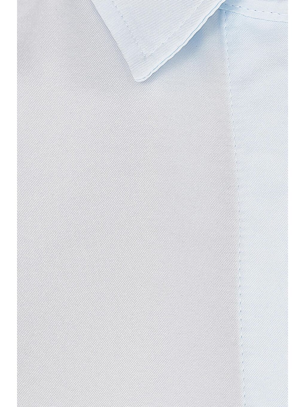 Kadın Slim Fit Dar Kesim Vucüda Oturan Uzun Kollu Gizli Düğme Detaylı Mavi Basic Gömlek-5