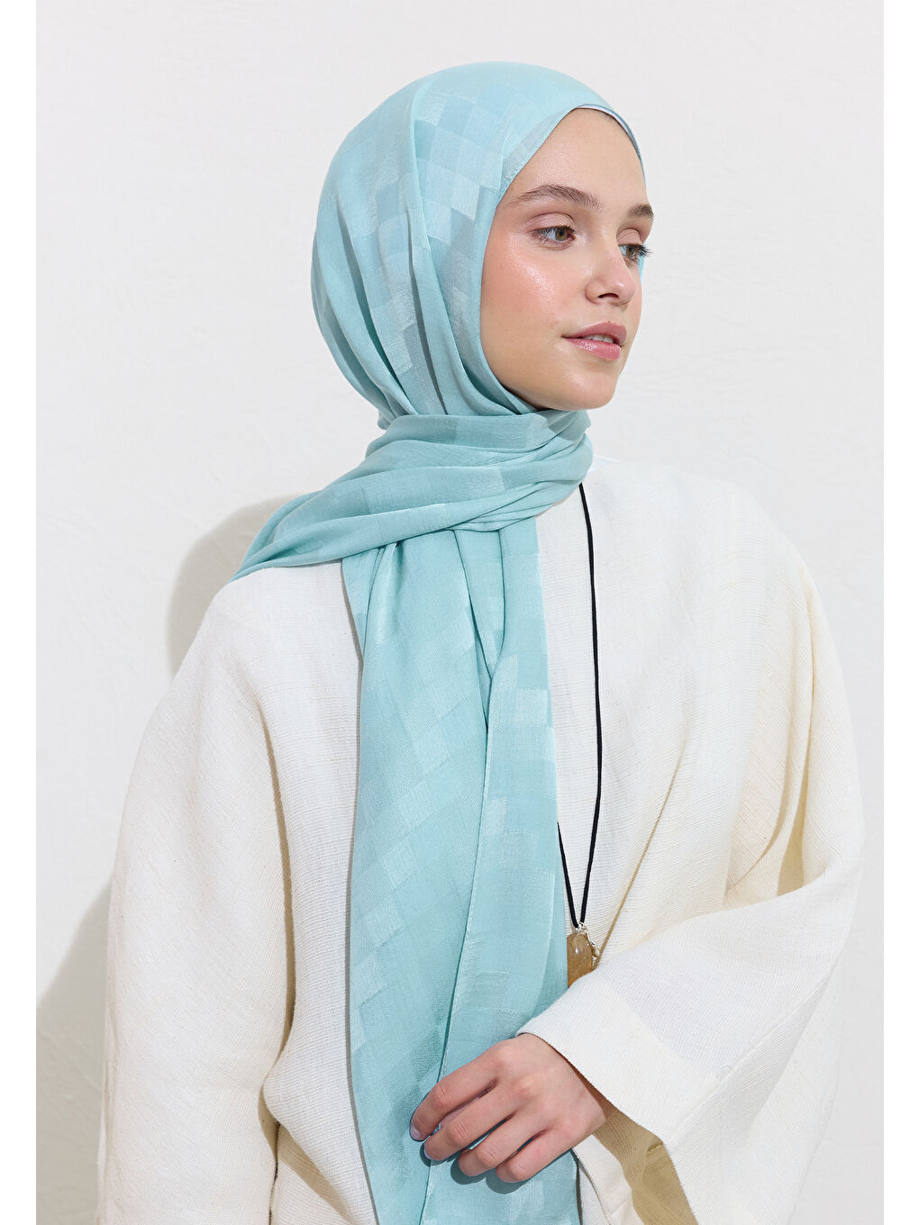 Mavi Nori İpek Jakar Şal Okyanus-1