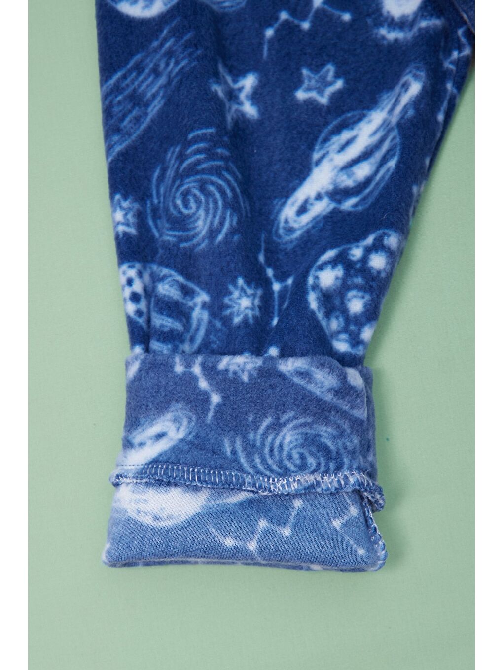 Mavi Ev Desenli Polar Unisex Çocuk Pijama Takımı-3