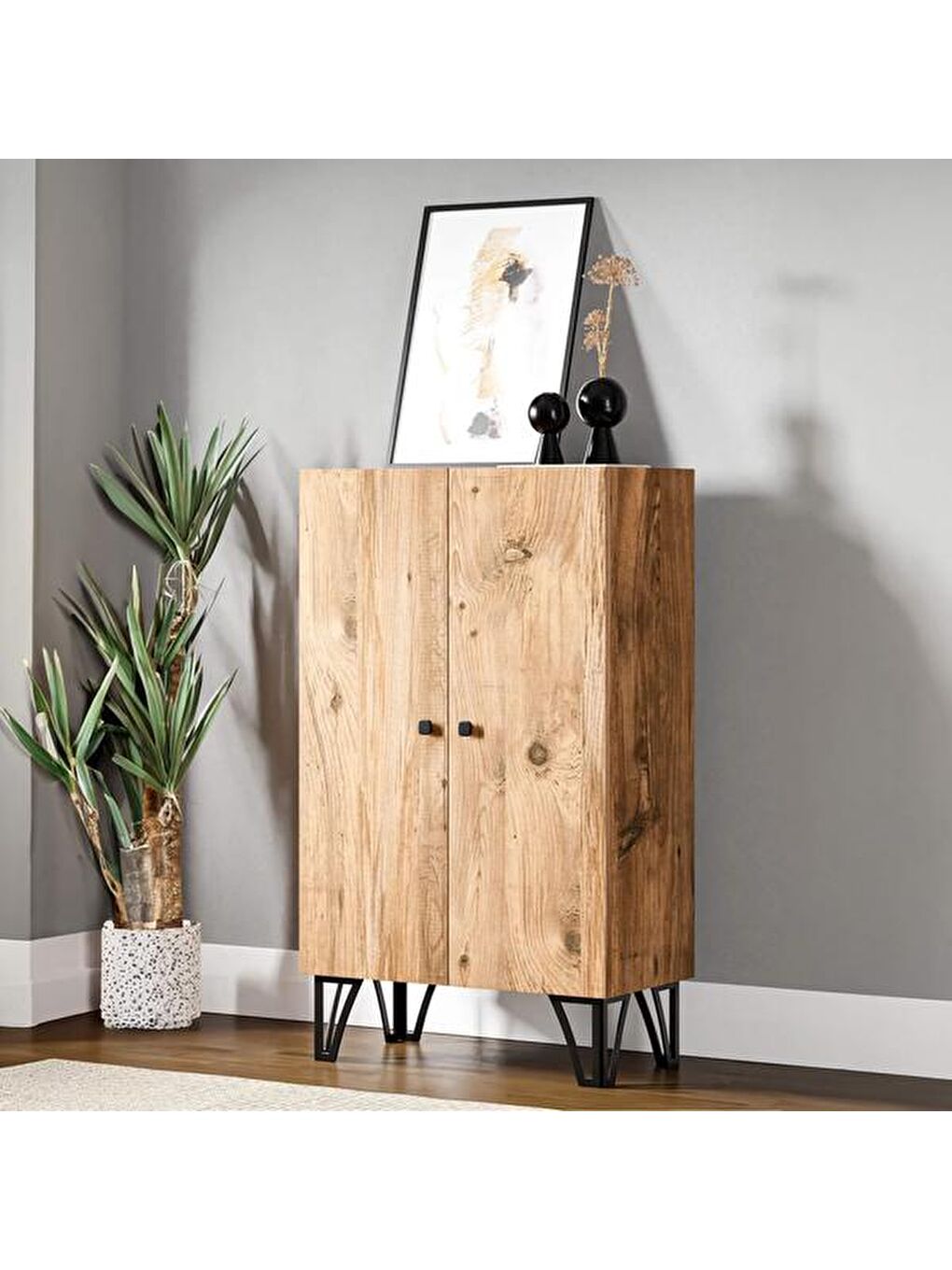 Kahverengi Çok Amaçlı Dolap - Atlantik Çam - 104x32x60 cm-3