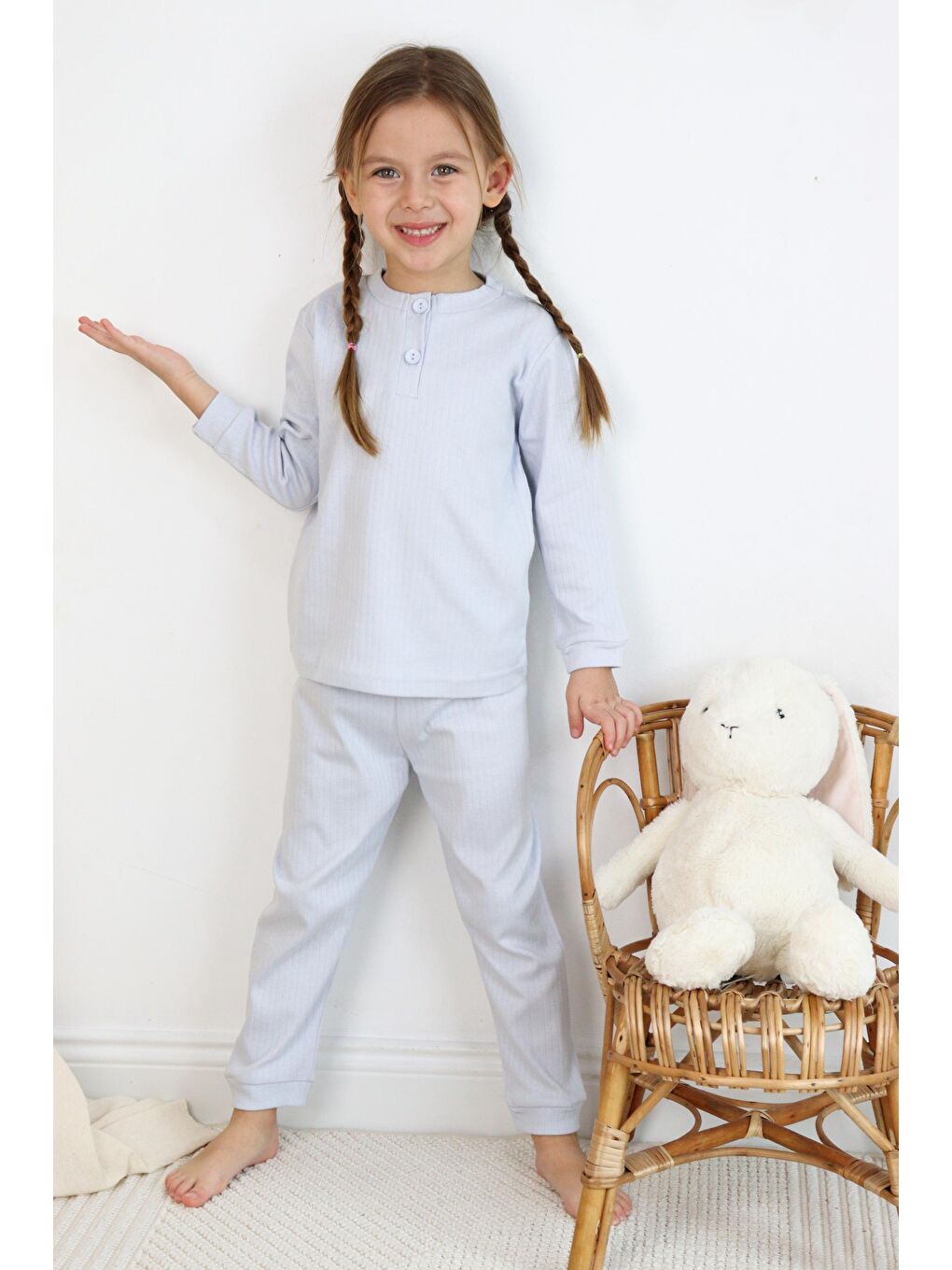 Harika KIDS Koyu Mavi Kız-Erkek (Unisex) Çocuk İnterlok  Kumaş Orta Kalınlıkta  Pamuklu Pijama Takımı - 3