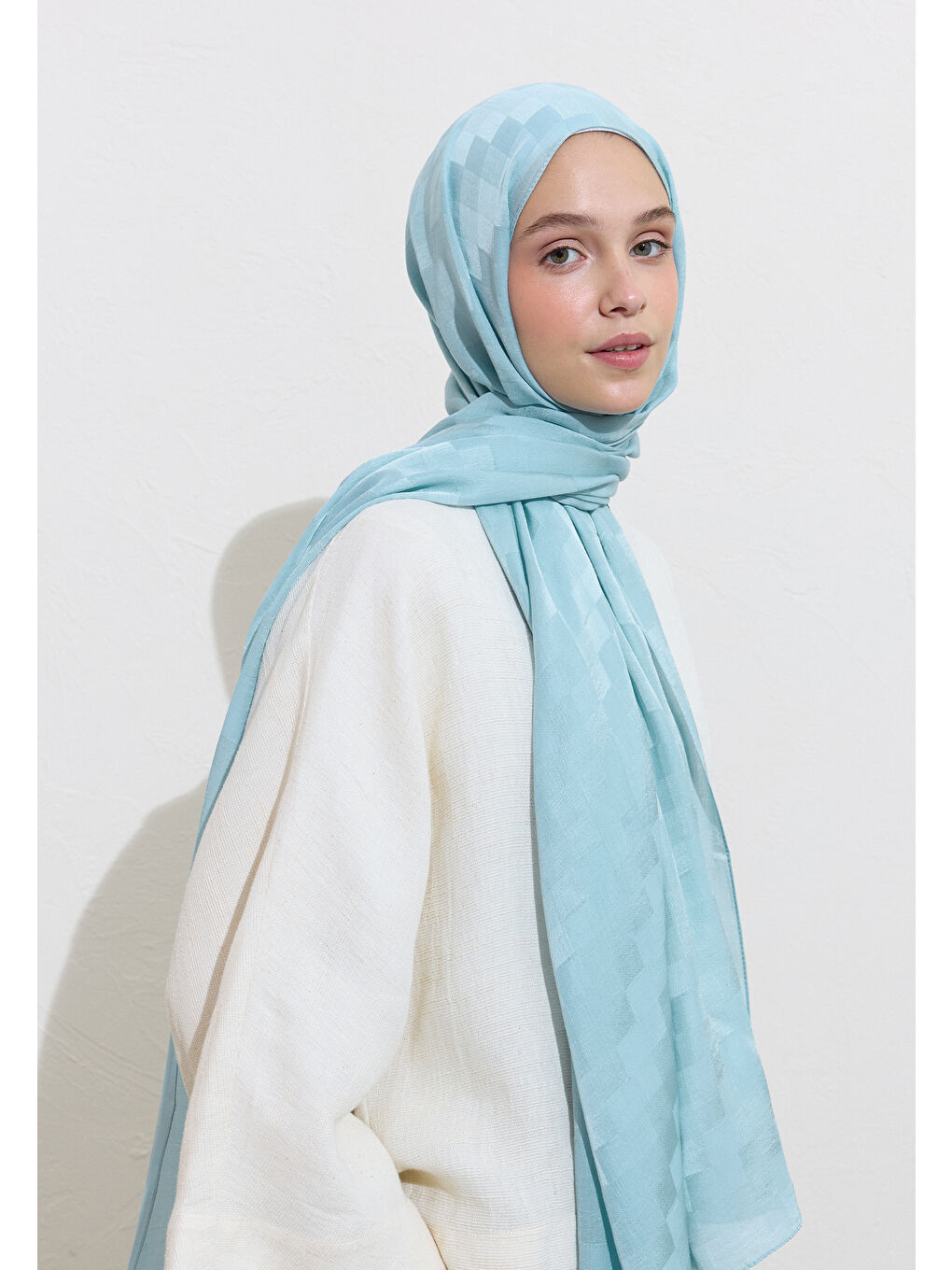 Mavi Nori İpek Jakar Şal Okyanus-2