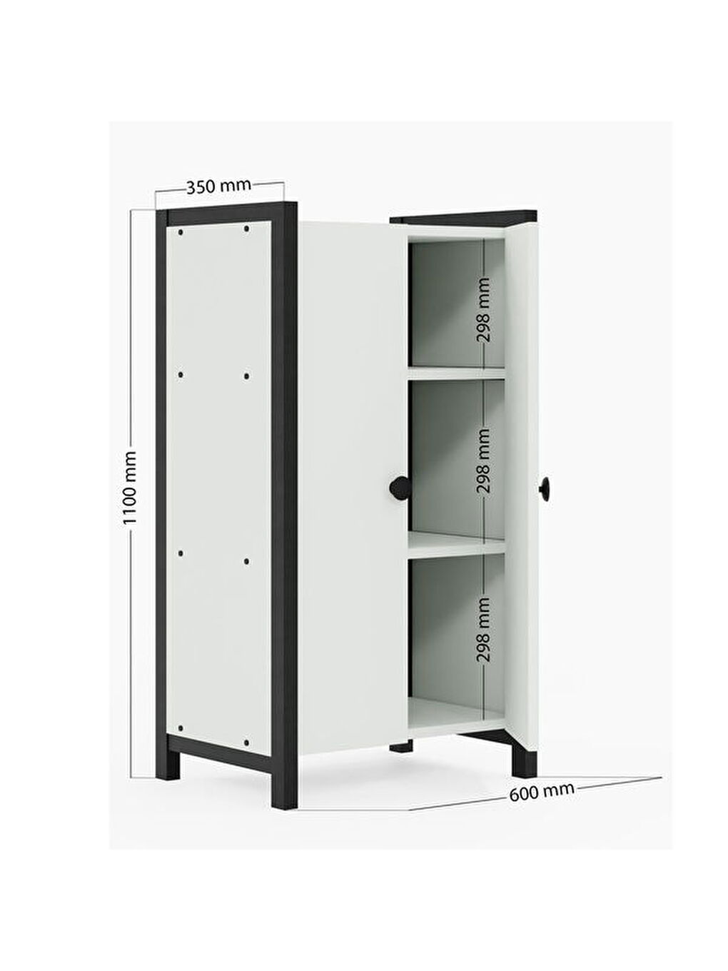 Likya Çok Amaçlı Dolap - Beyaz - 110x35x60 cm-3