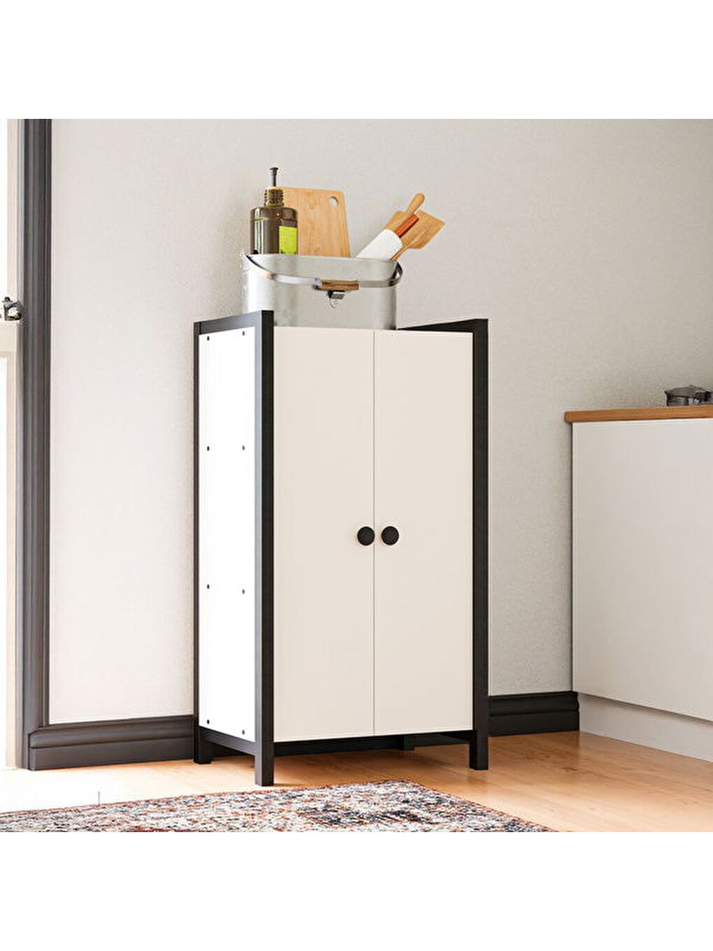 Likya Çok Amaçlı Dolap - Beyaz - 110x35x60 cm-4