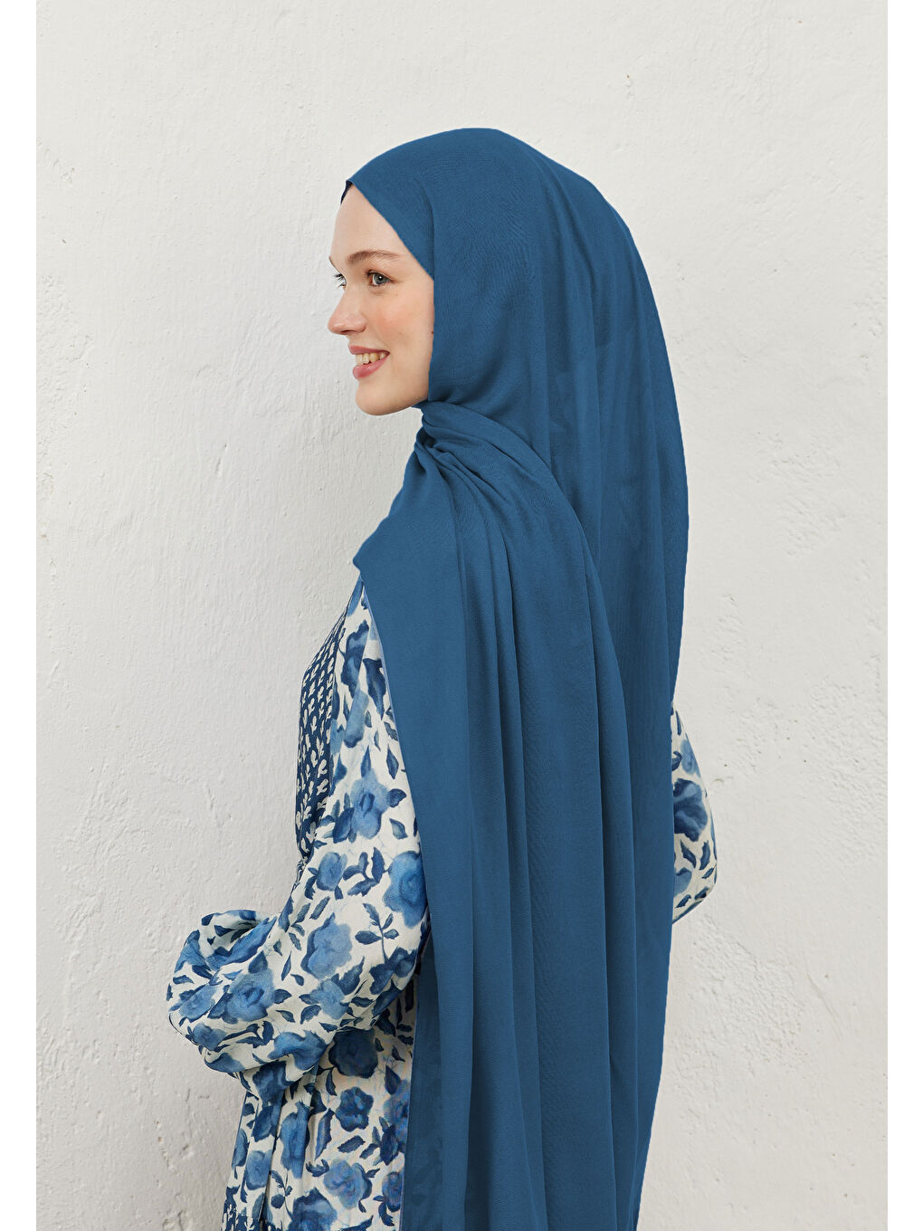 Rami Viskon Şal Koyu Mavi-1