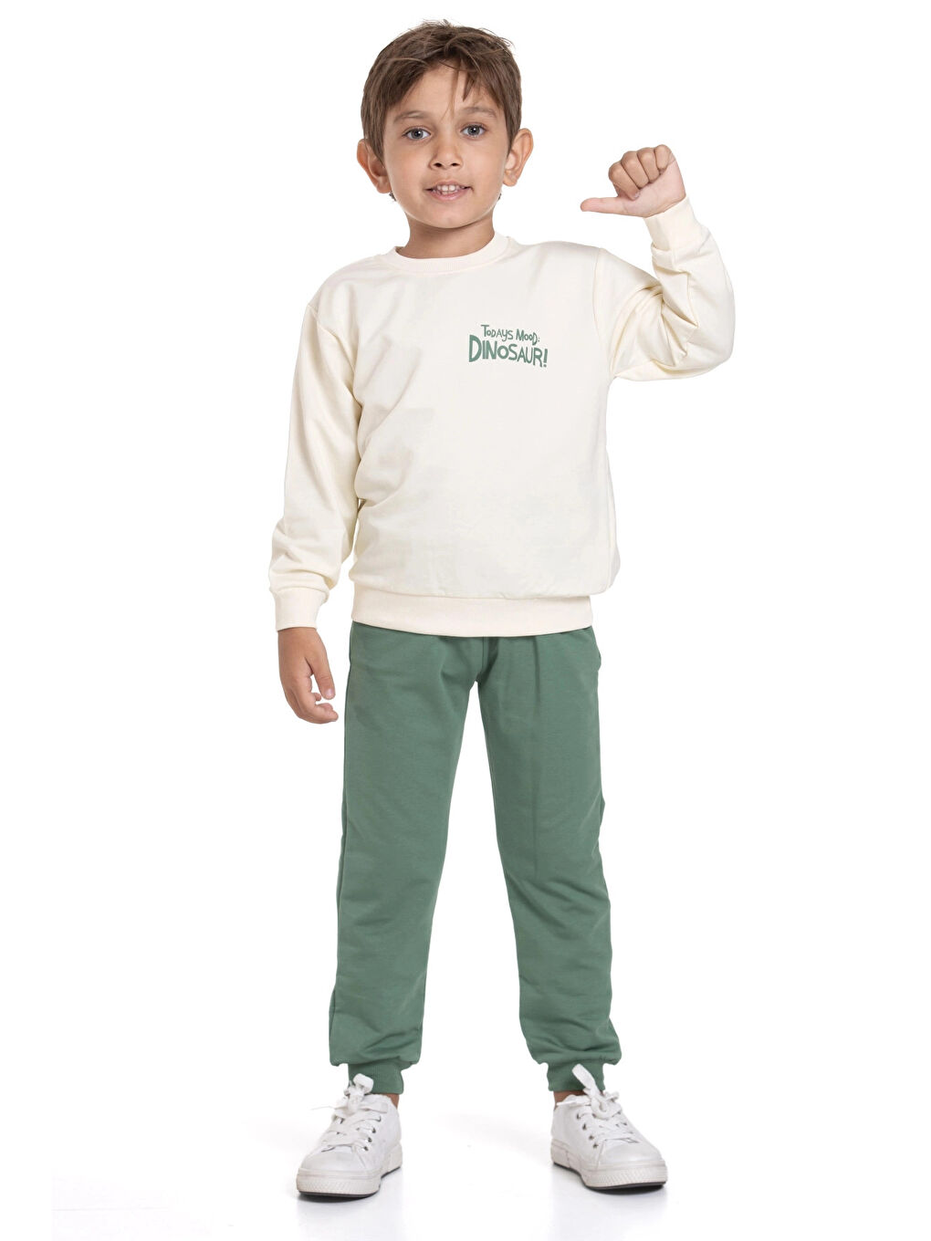 Haki Dino Sırt Baskılı Erkek Takım 20103-2