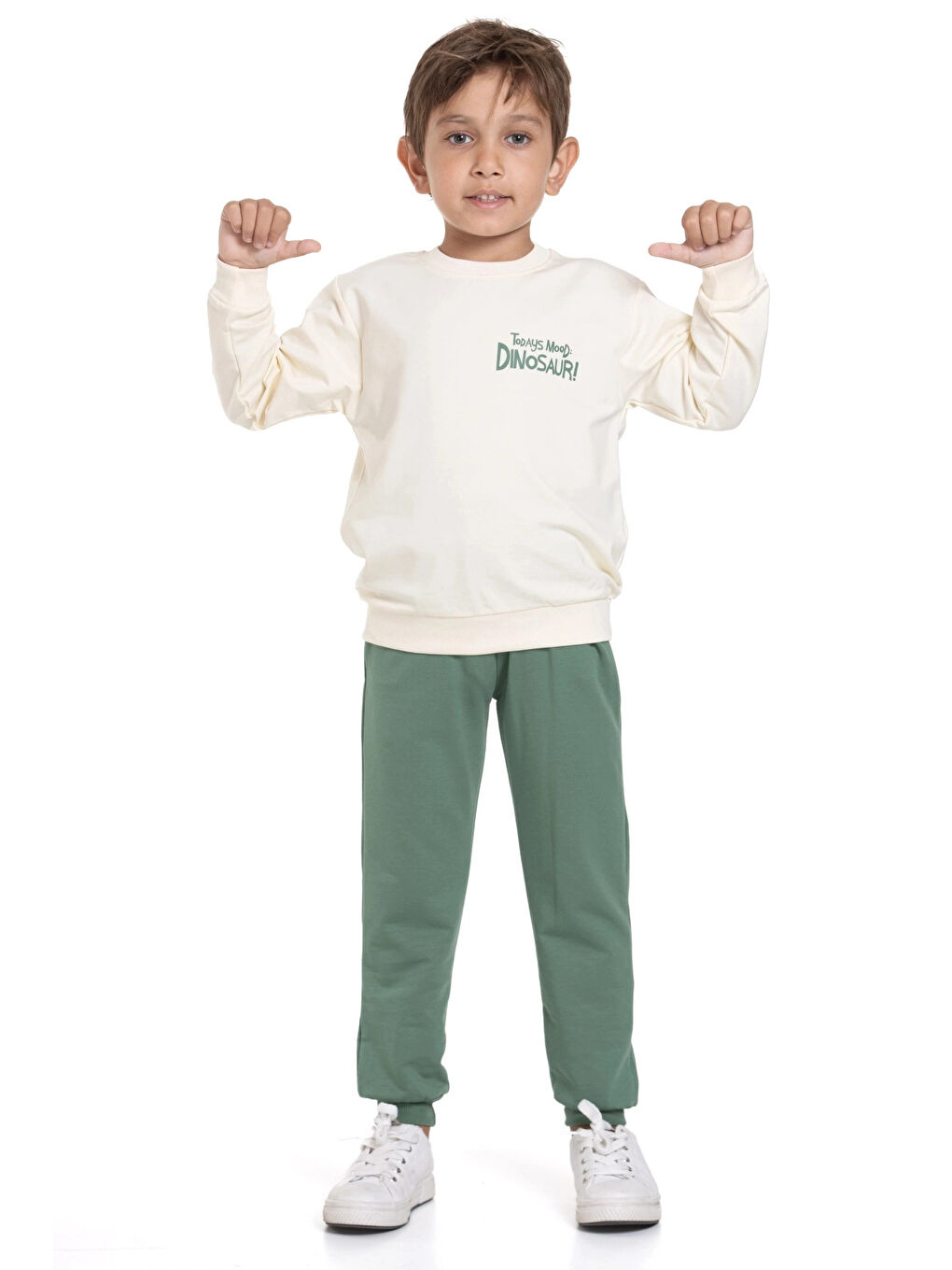 Haki Dino Sırt Baskılı Erkek Takım 20103-3