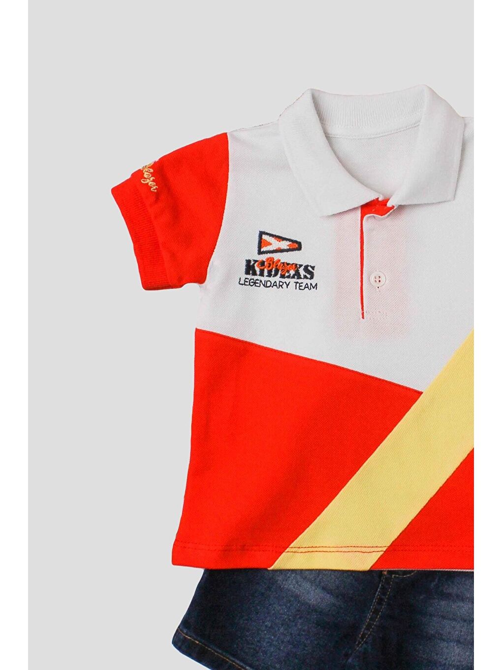 Turuncu Erkek bebek pamuklu polo takım pantolon üst ikili takım-2