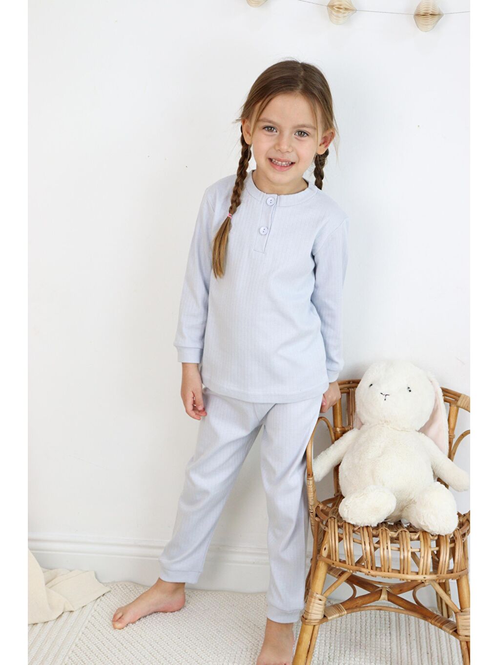 Harika KIDS Koyu Mavi Kız-Erkek (Unisex) Çocuk İnterlok  Kumaş Orta Kalınlıkta  Pamuklu Pijama Takımı - 5