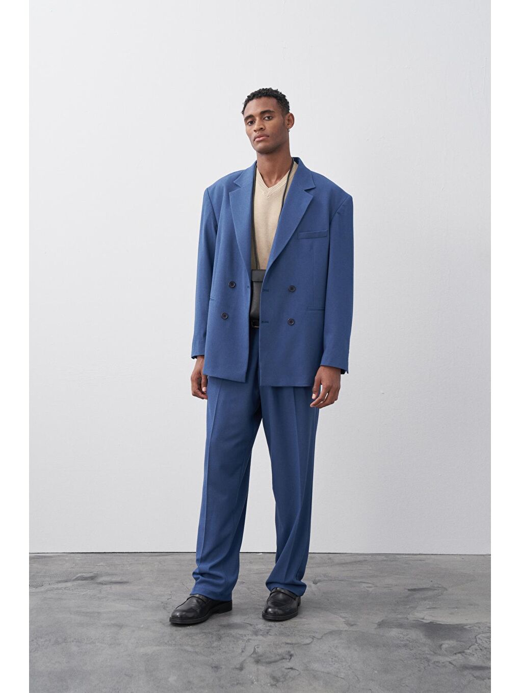 İndigo Rahat Kalıp Kruvaze Takım Elbise-3