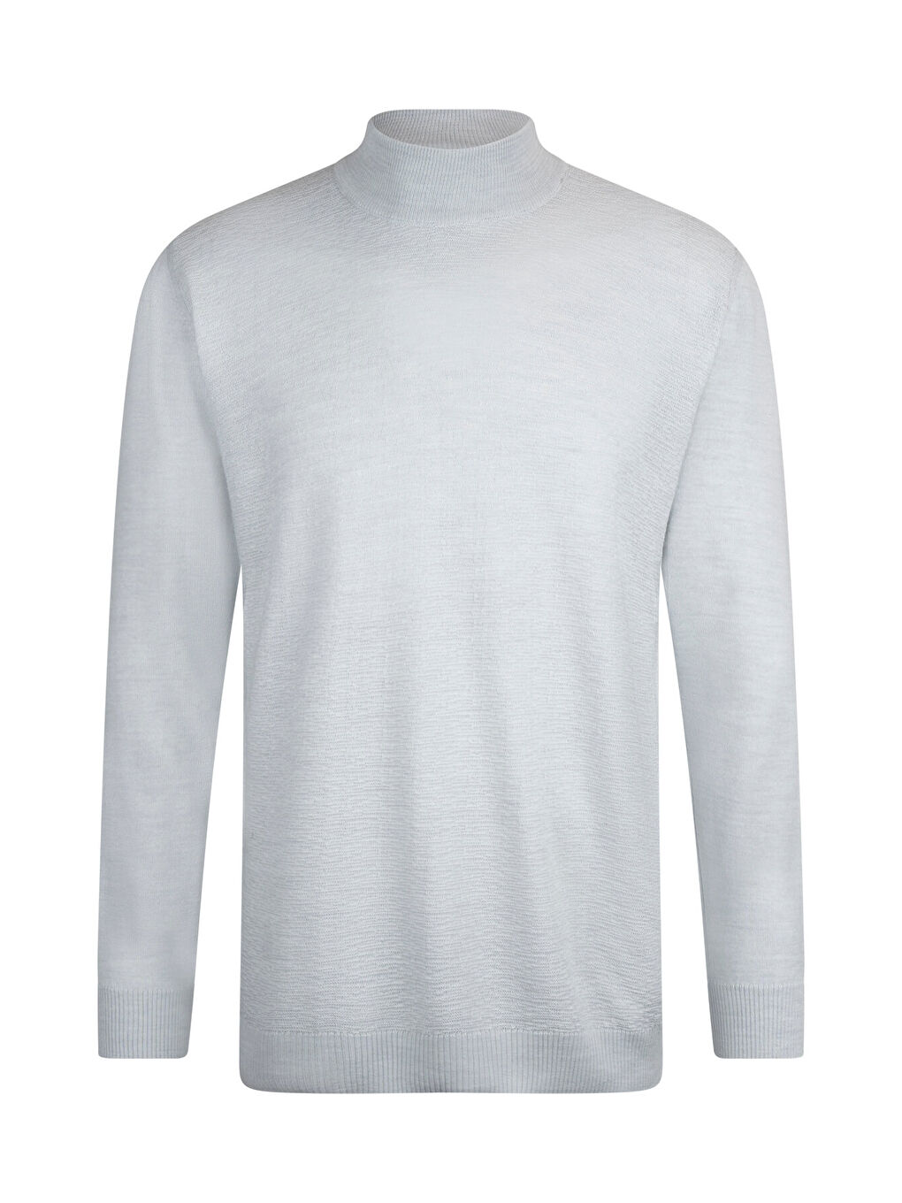 Gri Regular Fit Jakarlı Yarım Balıkçı Yaka Yünlü Kazak