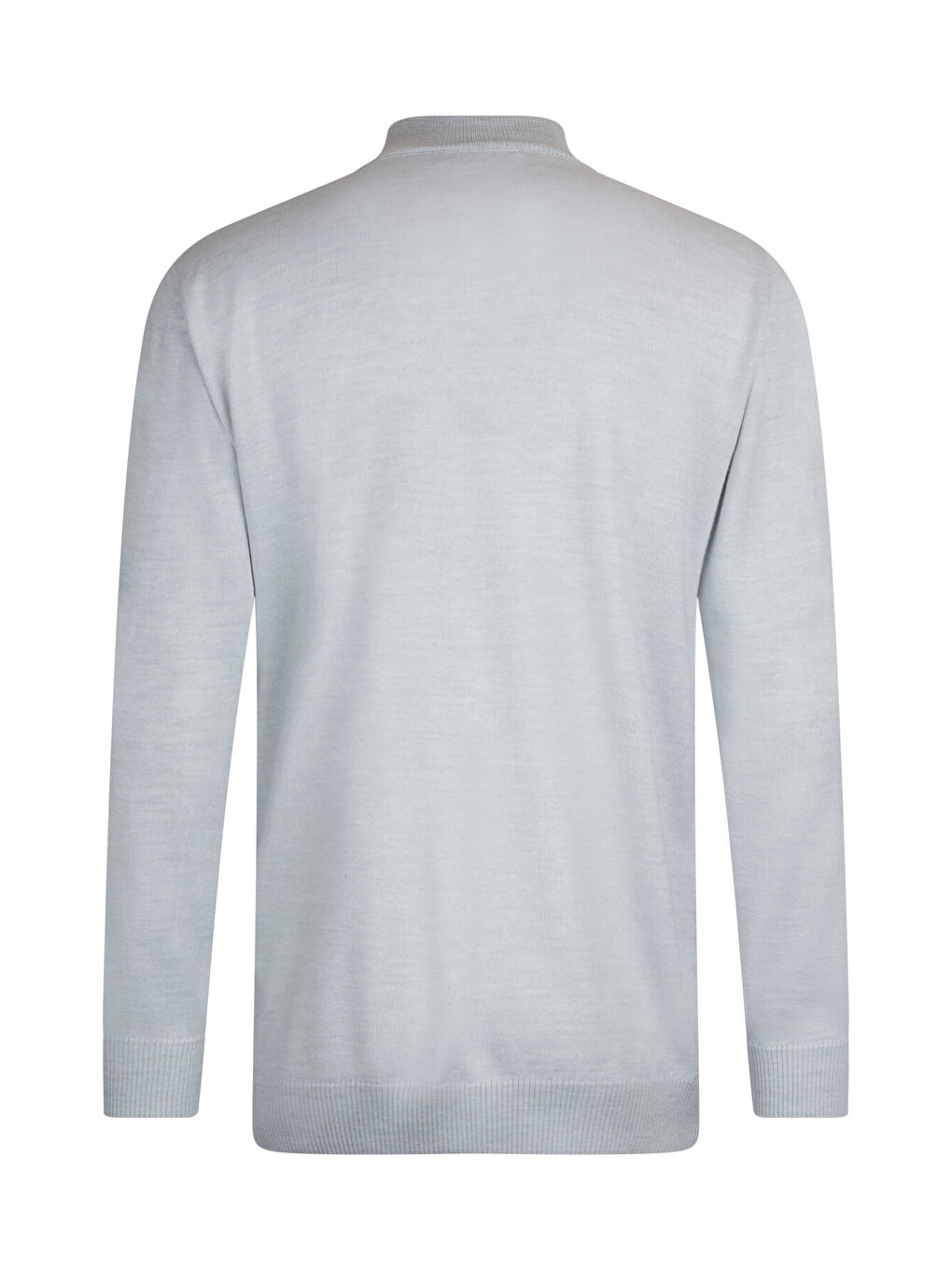 Gri Regular Fit Jakarlı Yarım Balıkçı Yaka Yünlü Kazak-1