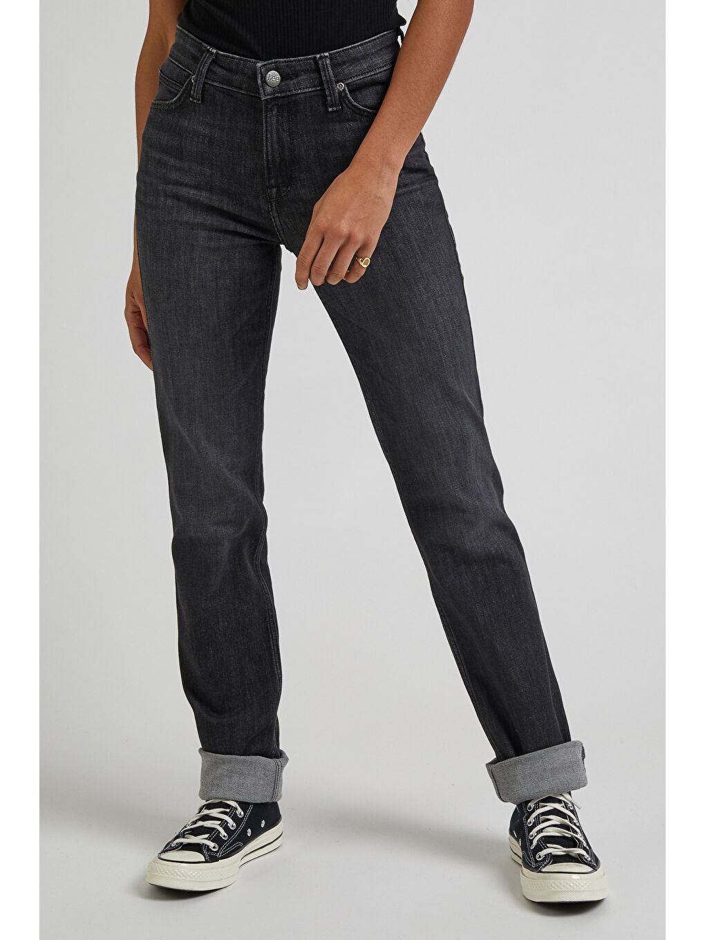 Antrasit Marion Straight Fit Düz Kesim Normal Bel Esnek Jean Jean Pantolon