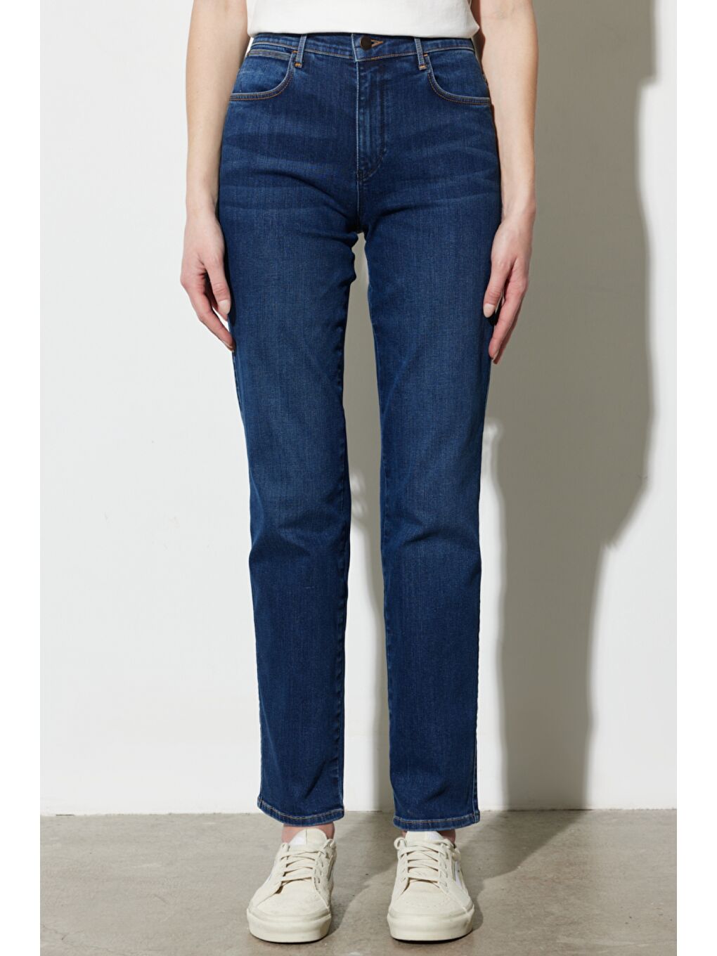 Lacivert Straight Fit Düz Kesim Yüksek Bel  Esnek Jean Jean Pantolon