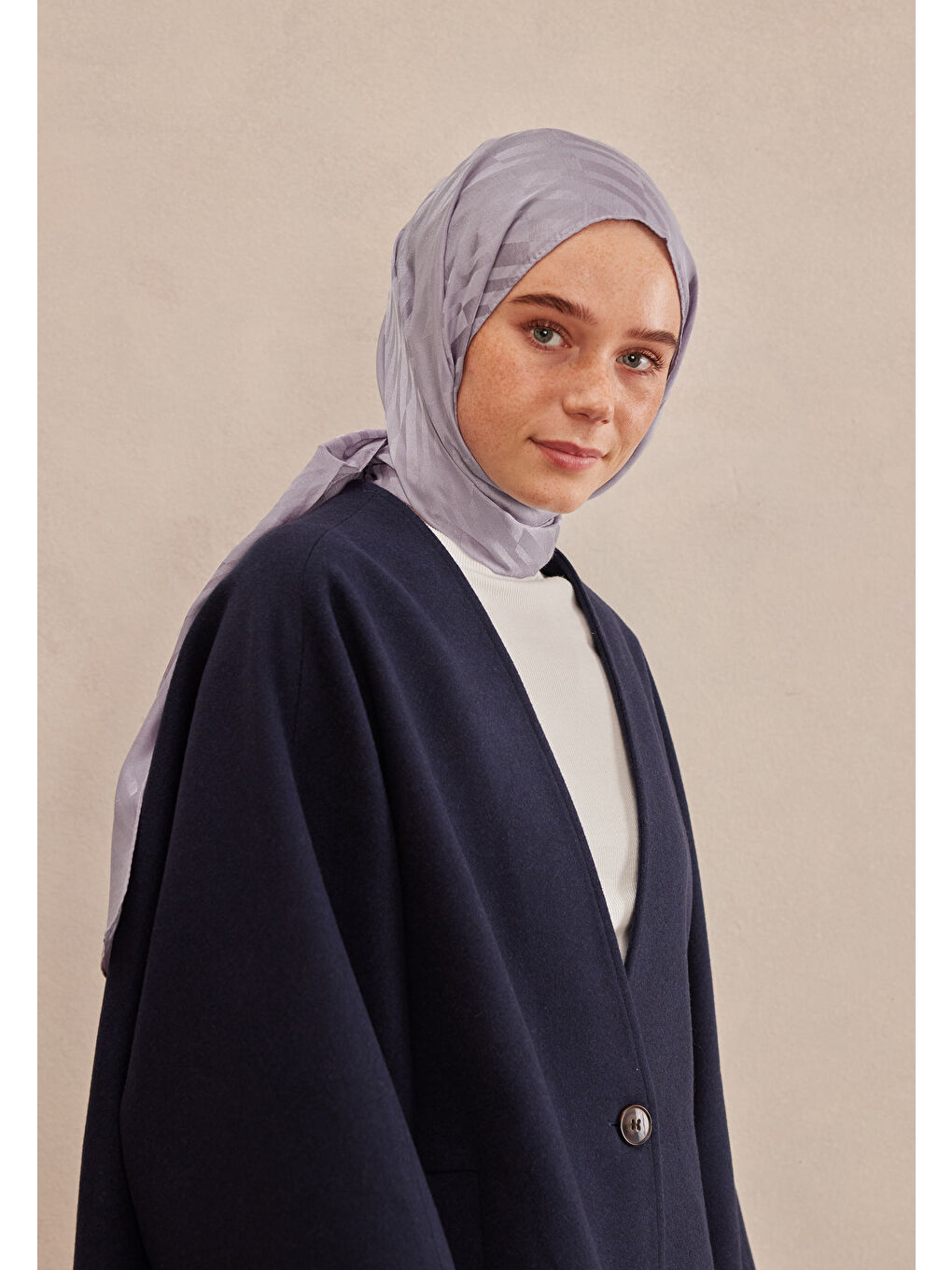 Lila Dublın Jakarlı Şal Lavanta-2