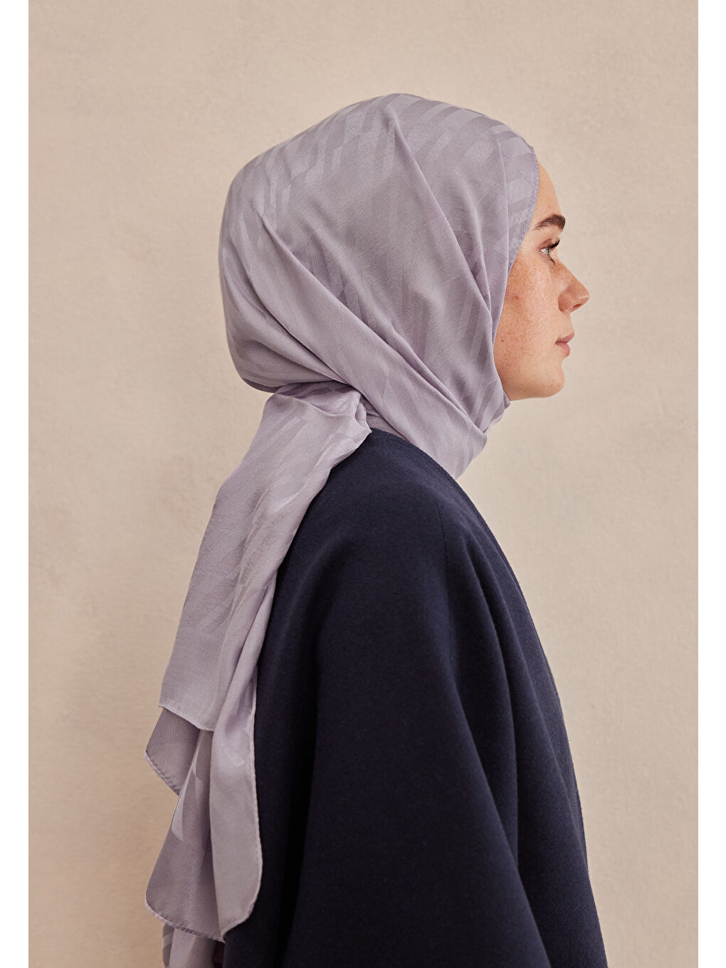 Lila Dublın Jakarlı Şal Lavanta-3