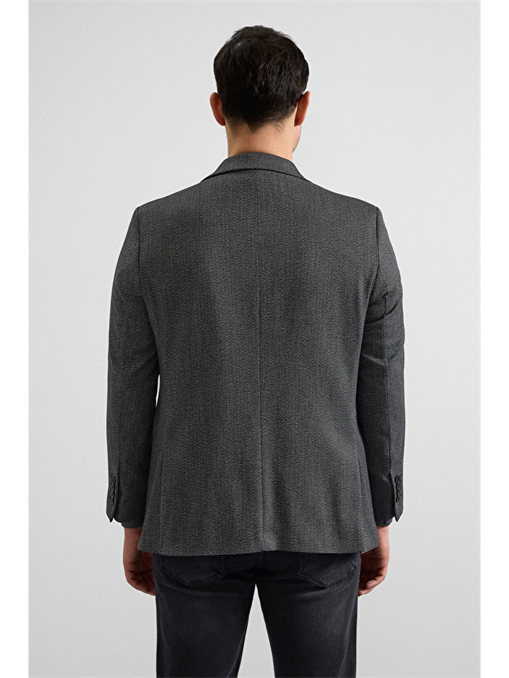 Siyah Regular Mono Yaka Torba Cep 4 Drop Klasik Ceket-4