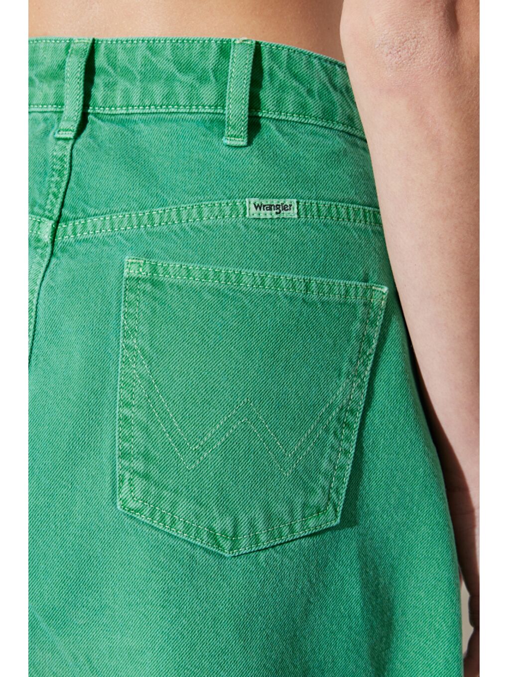 Regular Fit Normal Kesim %100 Pamuk Yüksek Bel Açık Yeşil Etek-5