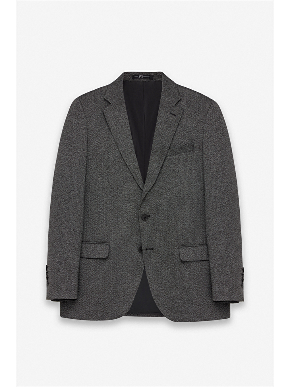 Siyah Regular Mono Yaka Torba Cep 4 Drop Klasik Ceket-5