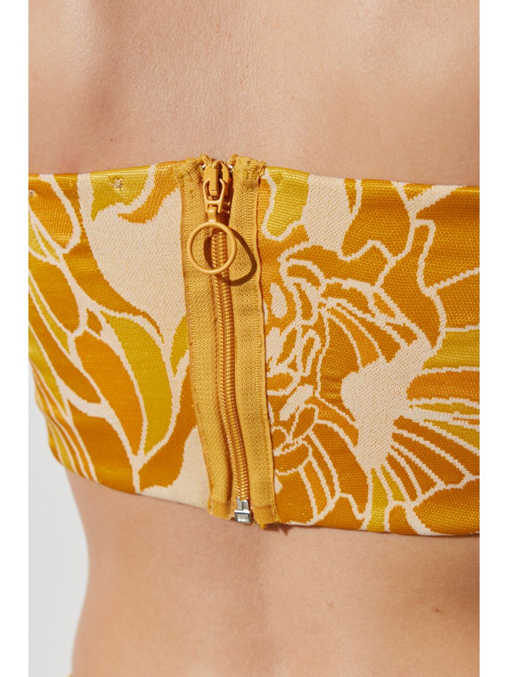 Regular Fit Normal Kesim %100 Pamuk Askılı Sarı Crop Bluz-6