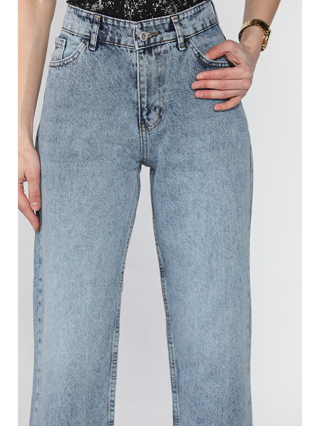 Mavi Kadın Kesik Paça Mom Jean Pantolon-2