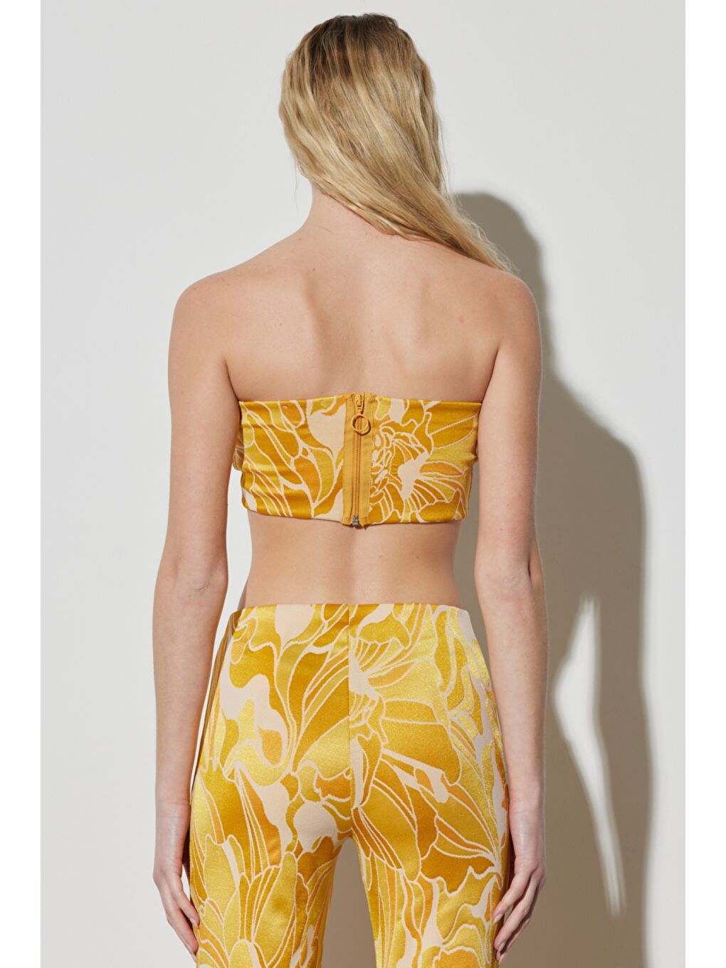 Regular Fit Normal Kesim %100 Pamuk Askılı Sarı Crop Bluz-7