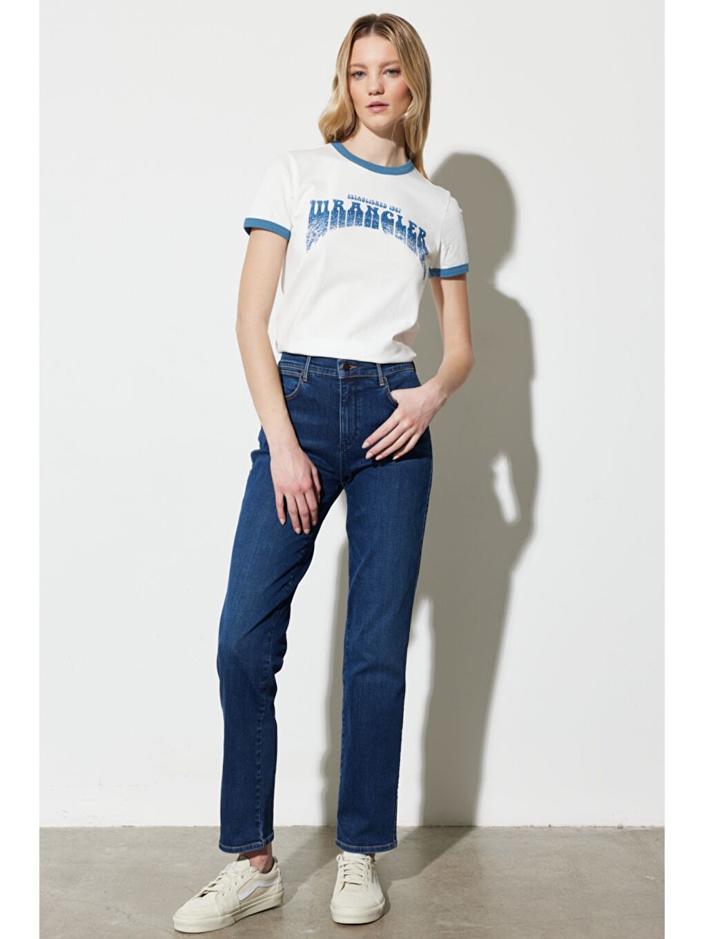 Lacivert Straight Fit Düz Kesim Yüksek Bel  Esnek Jean Jean Pantolon-1