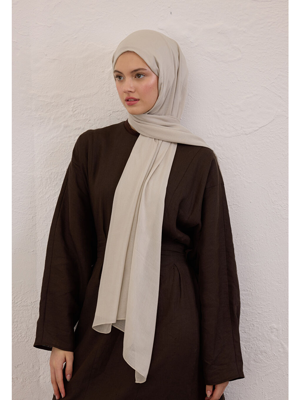 Bej Soft Viskon Şal Taş