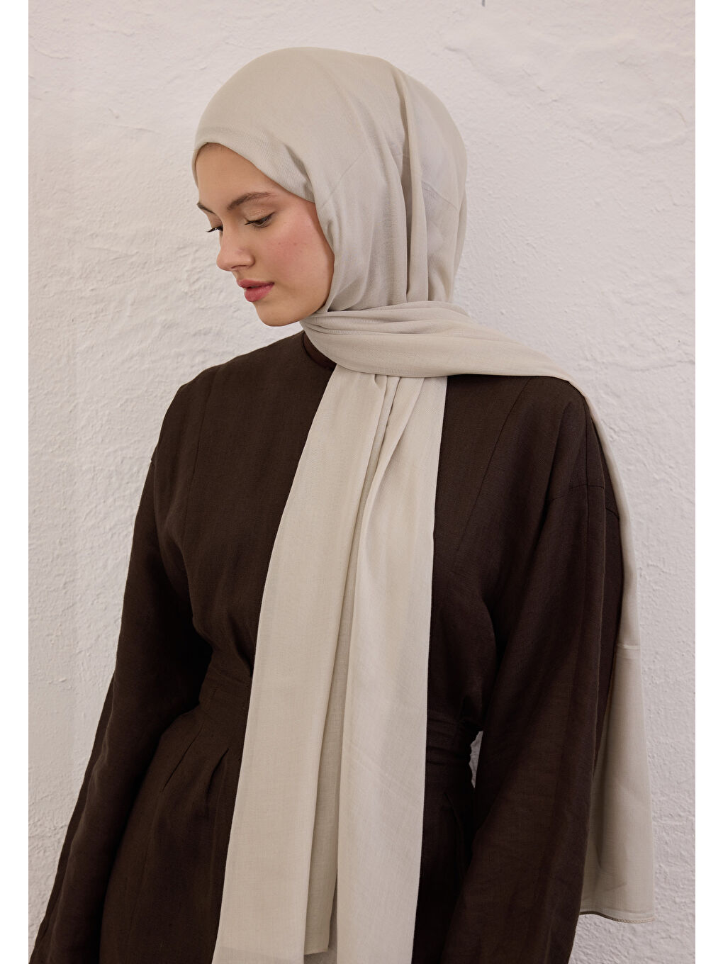 Bej Soft Viskon Şal Taş-1