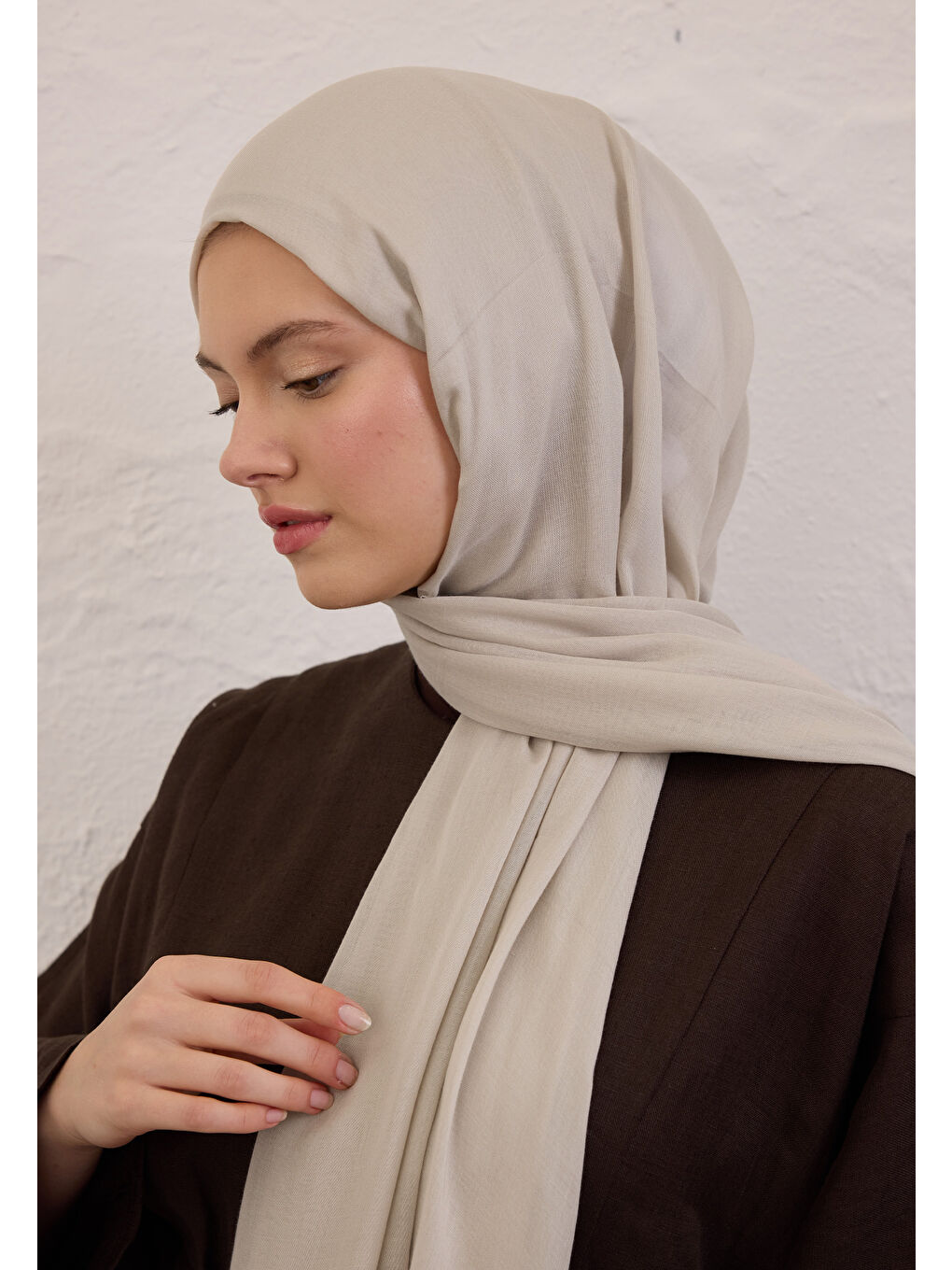 Bej Soft Viskon Şal Taş-2