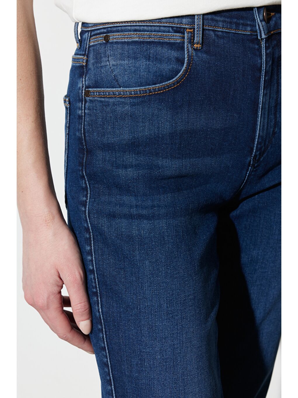 Lacivert Straight Fit Düz Kesim Yüksek Bel  Esnek Jean Jean Pantolon-3