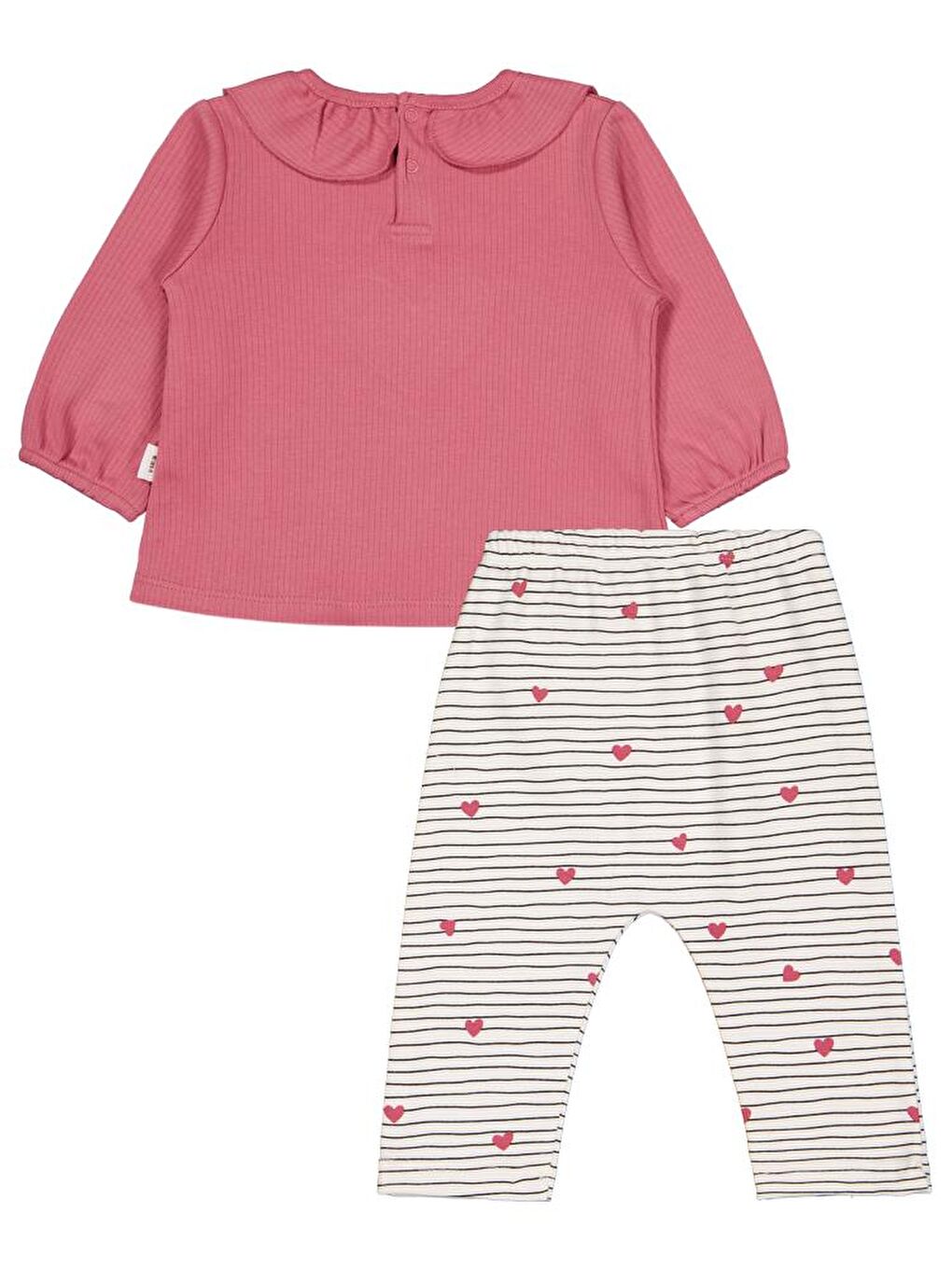 Baby Yakalı Kalp Nakışlı 6-18 Ay Takım - Ekru 18-24 Ay-1