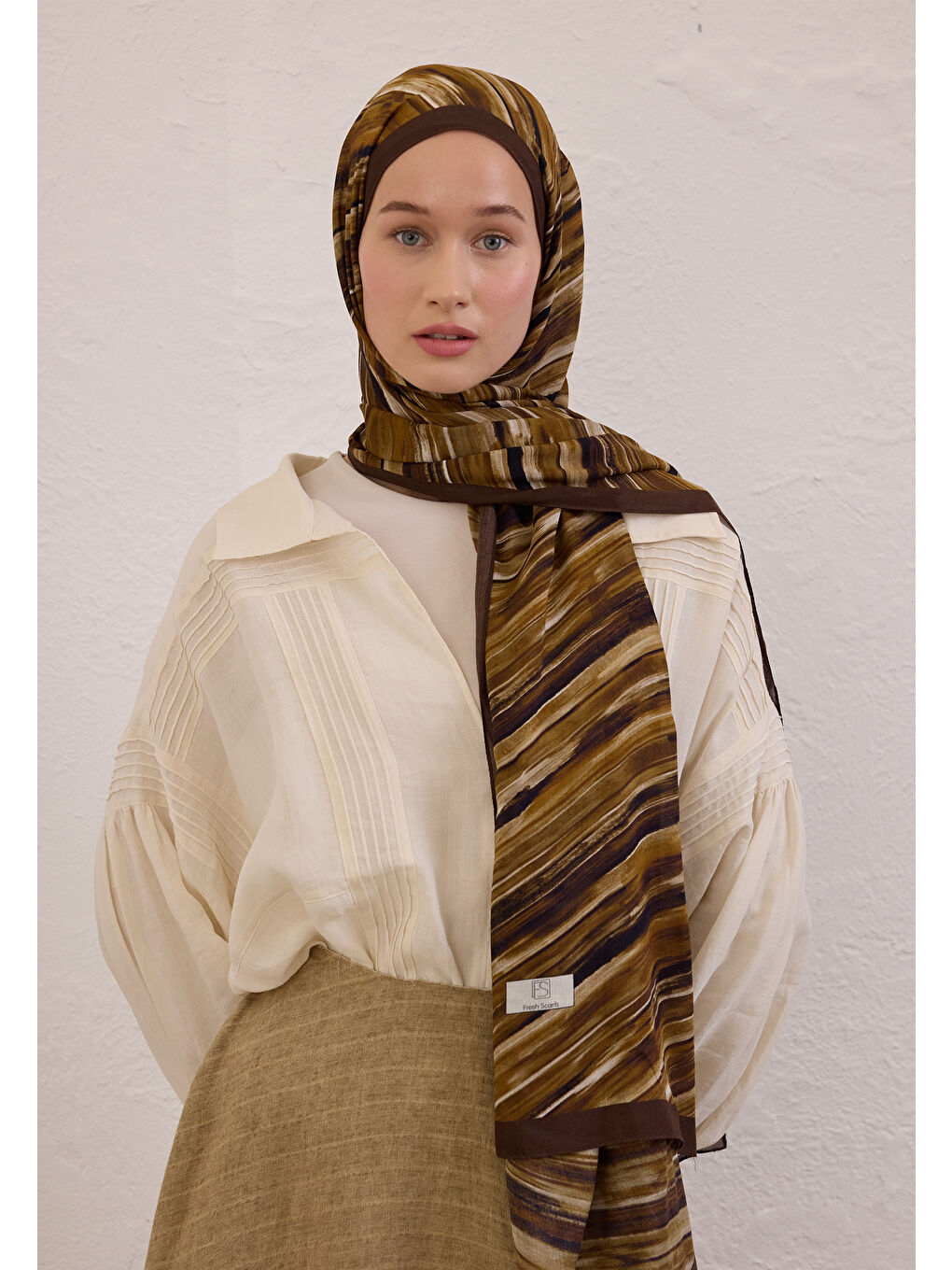 Deıa Desen Rami Şal Kahverengi-1