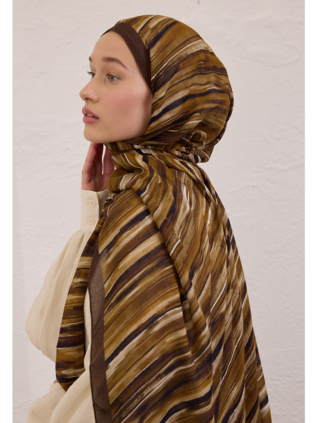 Deıa Desen Rami Şal Kahverengi-2