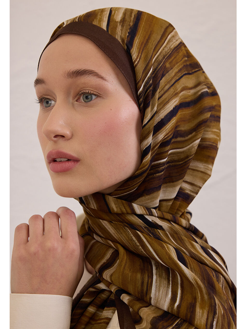 Deıa Desen Rami Şal Kahverengi-3