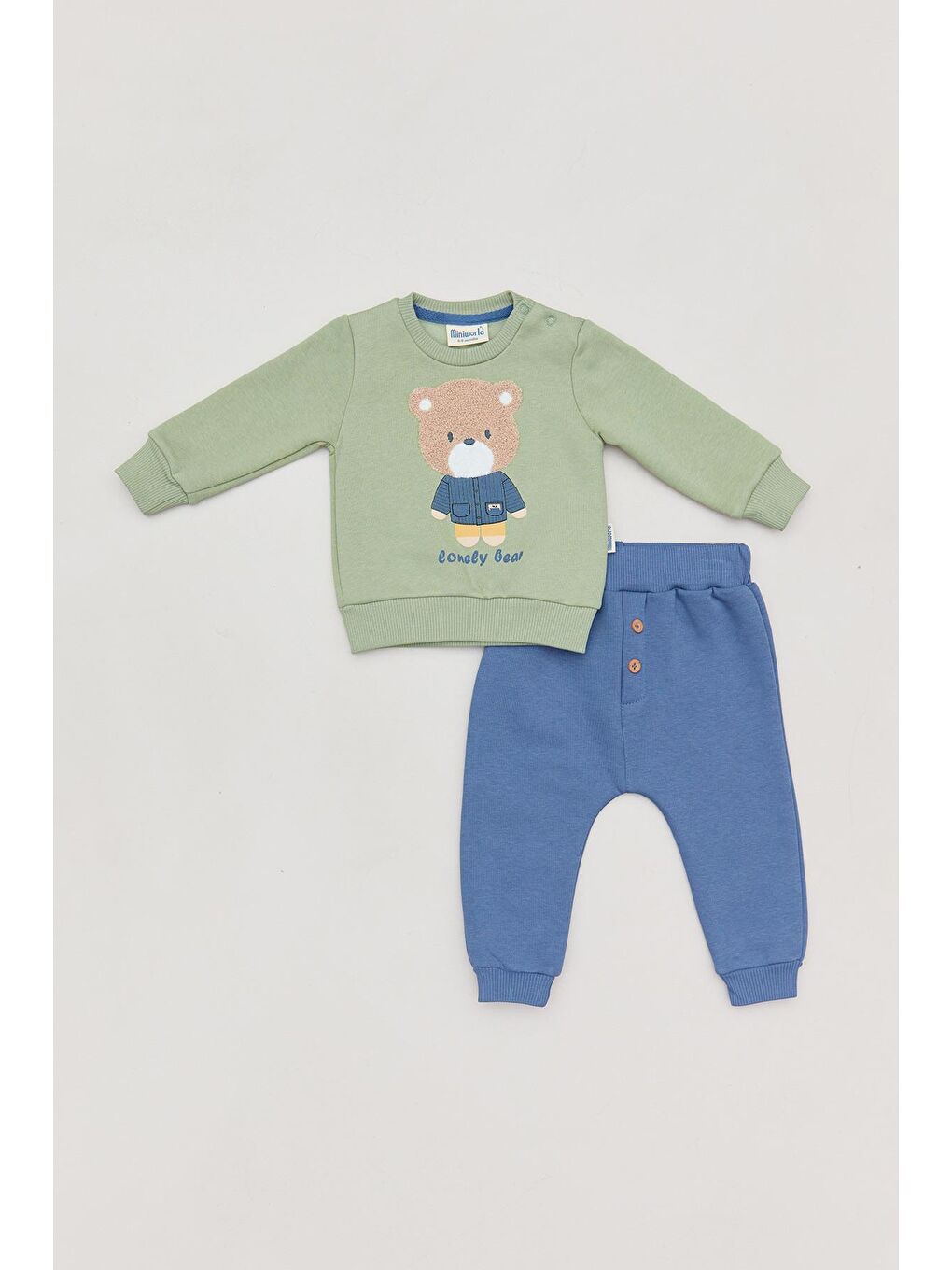 Turkuaz Nakışlı Bisiklet Yaka Erkek Çocuk Eşofman Takımı