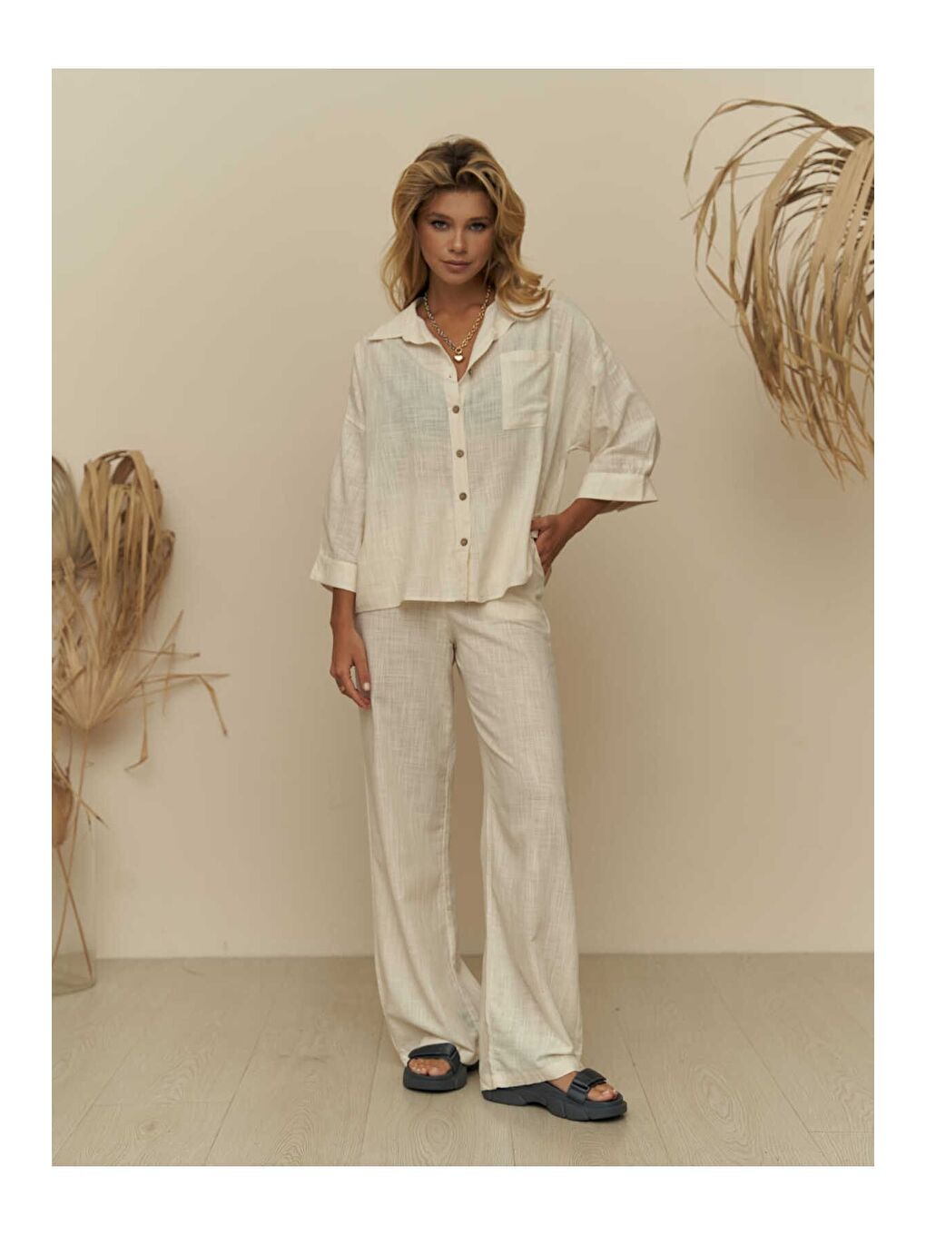 Salerno Coconut Düğme Bej Takım