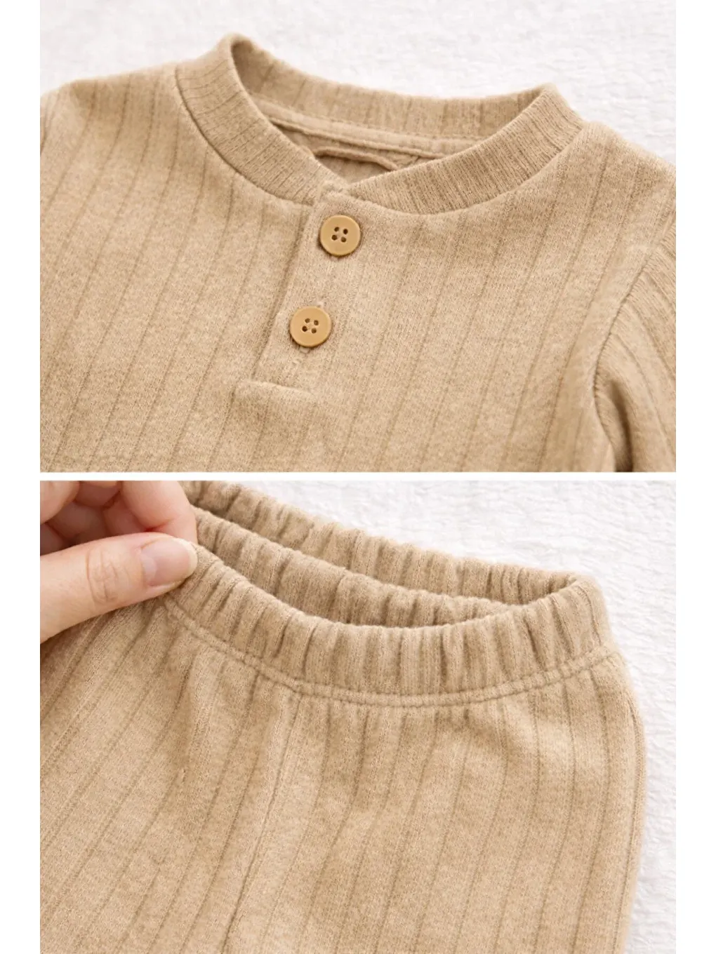 Bej Erkek Çocuk Takımı Fitilli Raporlu Kumaş İkili Alt Üst Takım (1-5 Yaş)-3