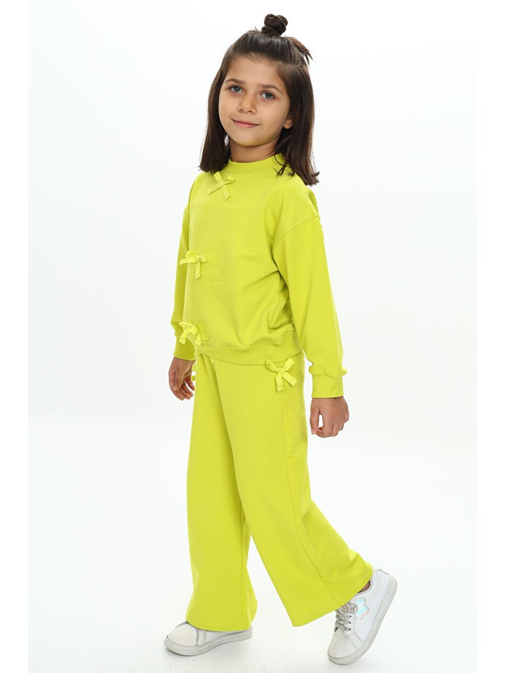 Yeşil Kız Çocuk Fiyonk Detaylı Takım-1