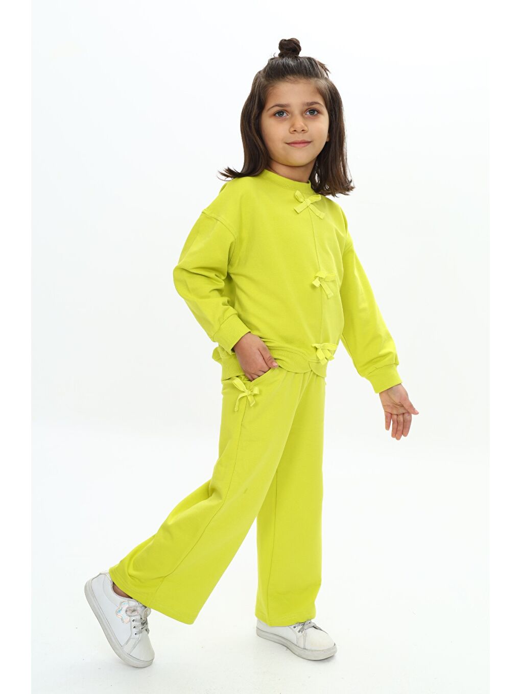 Yeşil Kız Çocuk Fiyonk Detaylı Takım-2
