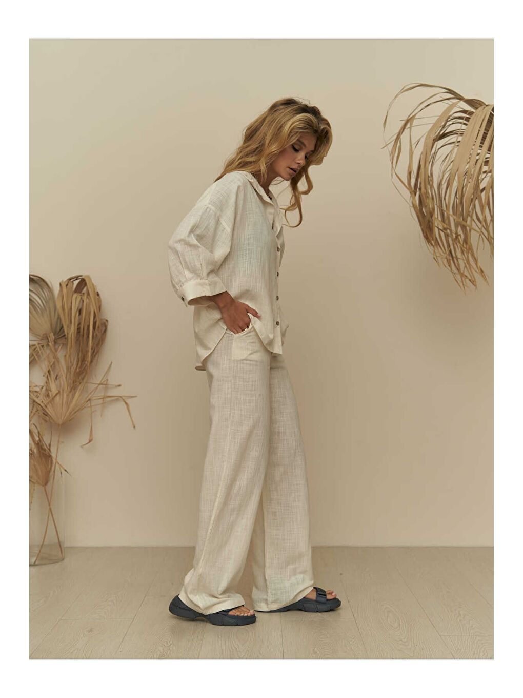 Salerno Coconut Düğme Bej Takım-2