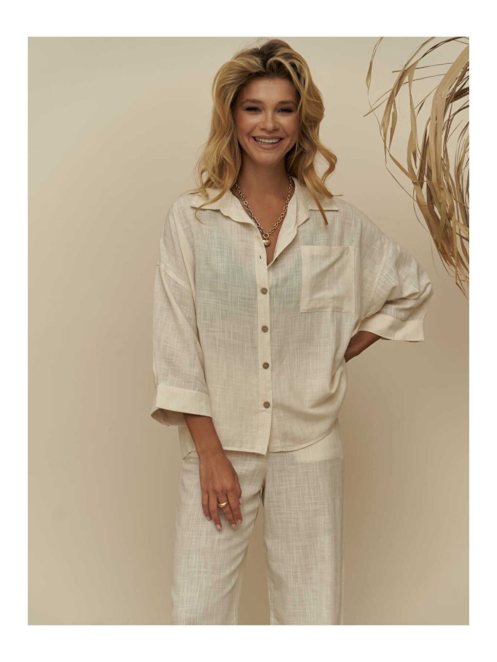 Salerno Coconut Düğme Bej Takım-3