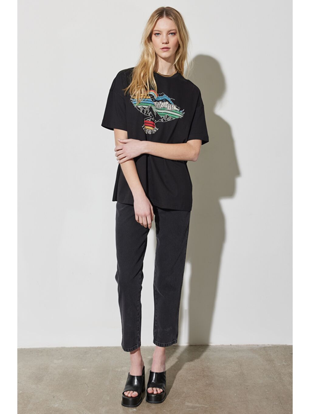 Mom Fit Yüksek Bel Dar Paça Siyah Jean Jean Pantolon-2