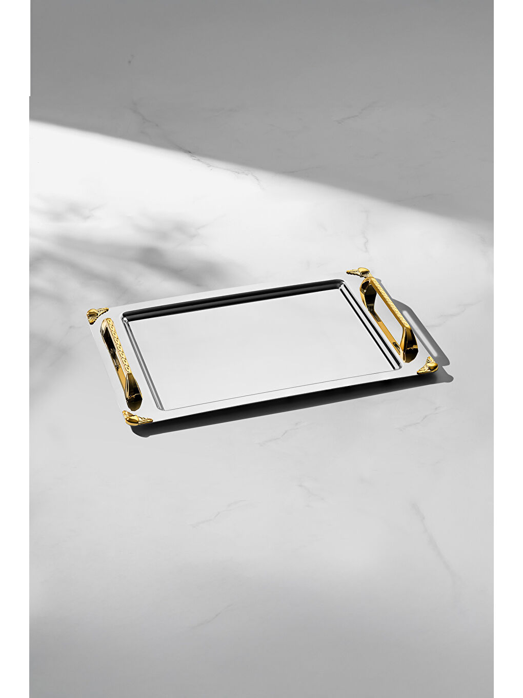 Sarı Vega Altın Saten 2'li Çelik Tepsi Seti-2