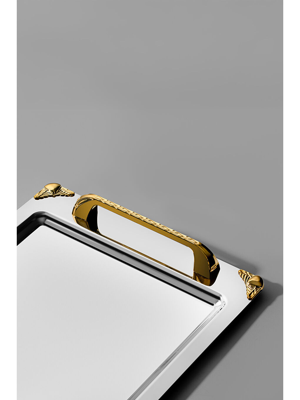 Sarı Vega Altın Saten 2'li Çelik Tepsi Seti-3