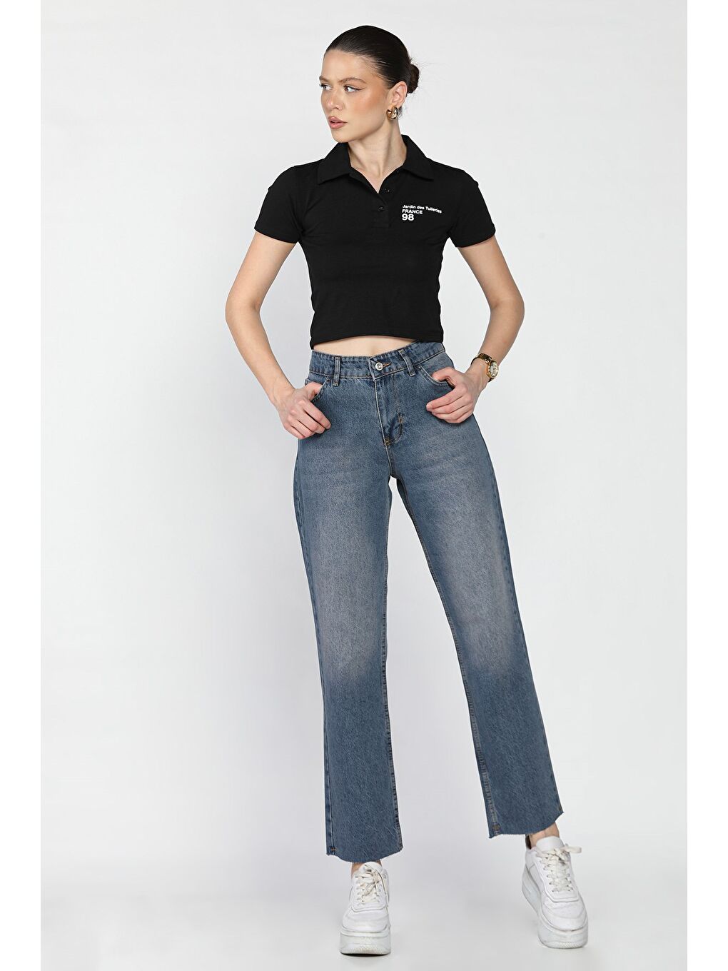 Mavi Kadın Kesik Paça Mom Jean Pantolon