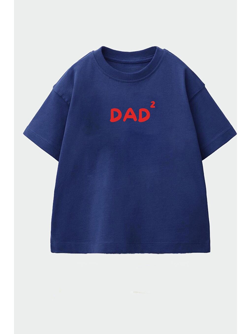 Lacivert Unisex Bisiklet Yaka Baskılı Tshirt