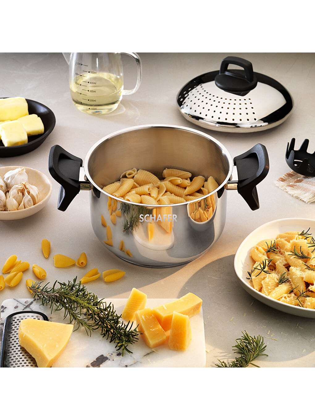 Gri Gurme Süzgeçli Makarna Tenceresi 2 Parça-Inox-1