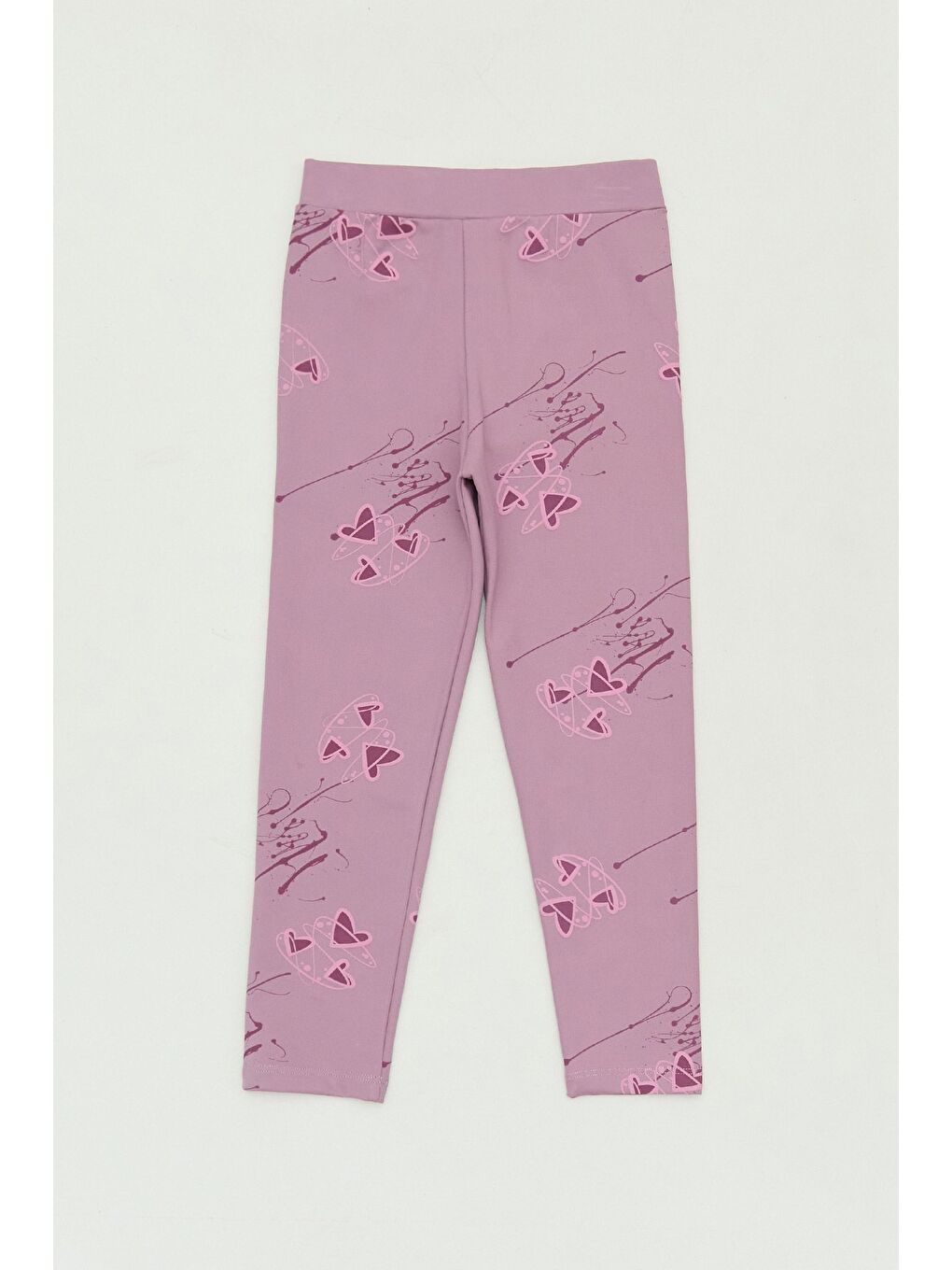 Pembe Kalp Desenli Beli Lastikli Kız Çocuk Tayt